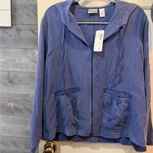 Chico's Blue Hooded Utility Jacket